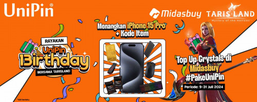 Meriahkan UniPin 13irthday bersama Tarisland – Top Up Crystals & Raih Kode Item s.d iPhone 15 Pro